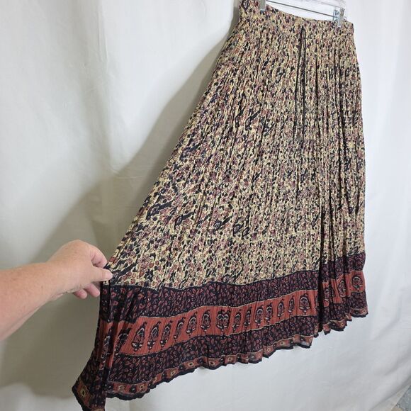 VTG Leena New York Studio Cotton Broomstick Maxi Skirt Boho Sz 18 India Boho - Picture 5 of 12